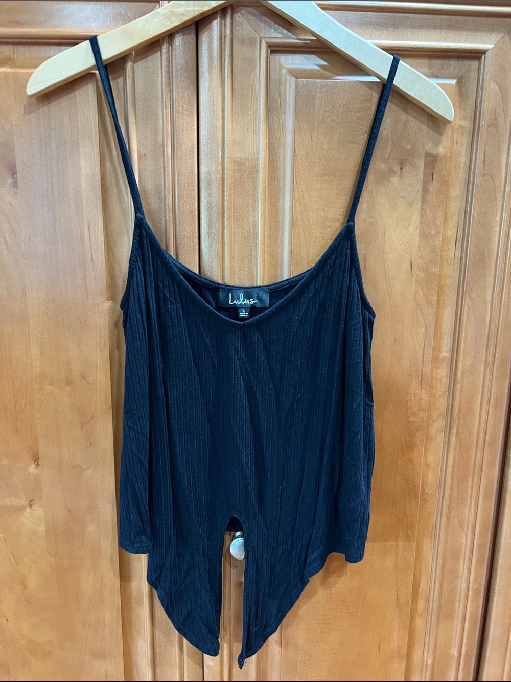 Lulu's Black Ribbed Spaghetti Strap Tank - Picture 2 of 6